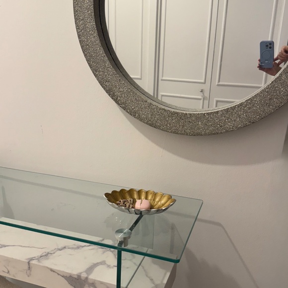 CB2 Gray Terrazzo Round Mirror - Picture 3 of 5